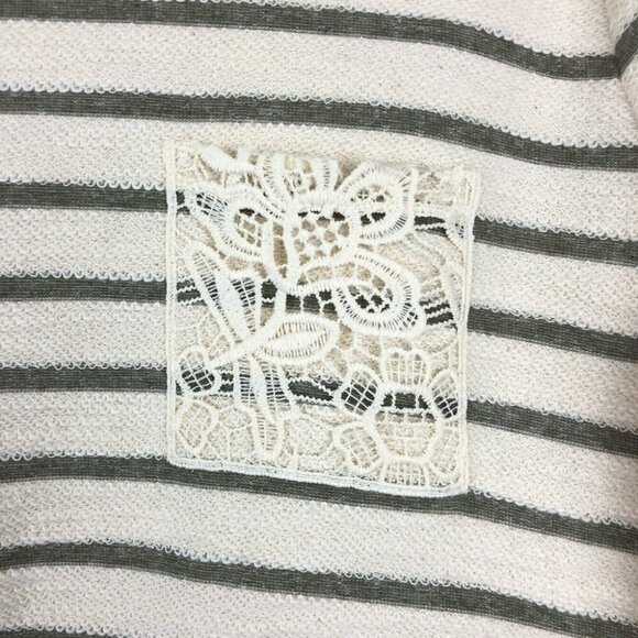 Matilda Jane Grey Stripe Tunic Top Ivory Lace Trim Long Sleeve NWOT Size S - Picture 5 of 9